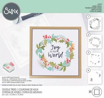 Sizzix Layered Stencil - Holly Wreath 665933
