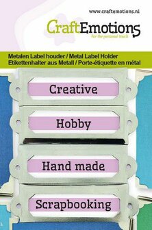 *Pre-order* CraftEmotions Metalen Label Houder - Small Zilver 18 x 40 mm