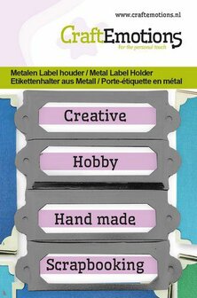 *Pre-order* CraftEmotions Metalen Label Houder - Small Zwart 18 x 40 mm