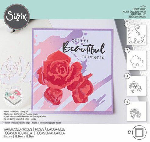 Sizzix Layered Stencil - Watercolor Roses 665266